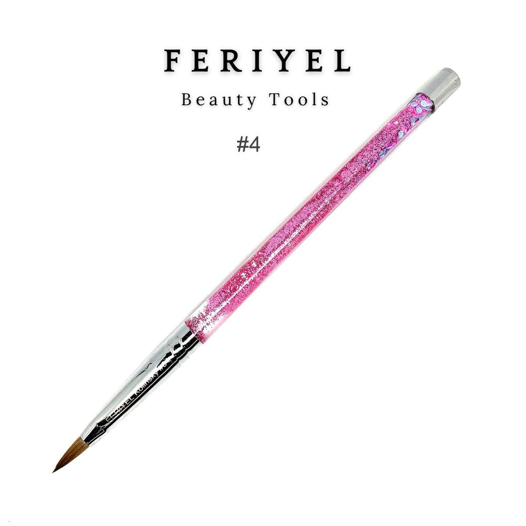 Top Quality Kolinsky Acrylic Round Nail Brush Size 4 to 10 ~ Feriyel Brand USA