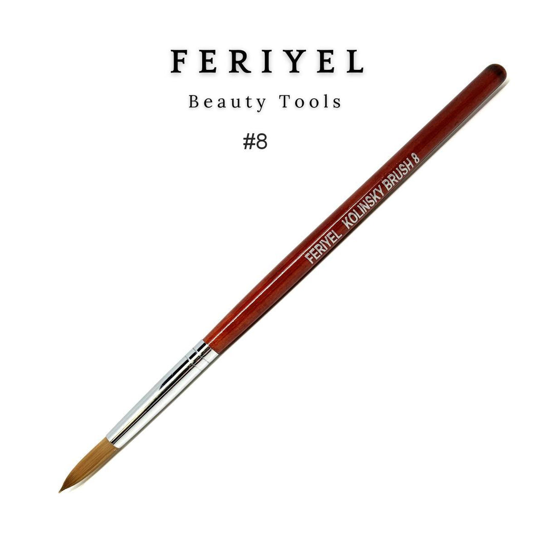 Kolinsky Acrylic Round Nail Brush Size 8 to 10 ~ Feriyel Brand USA